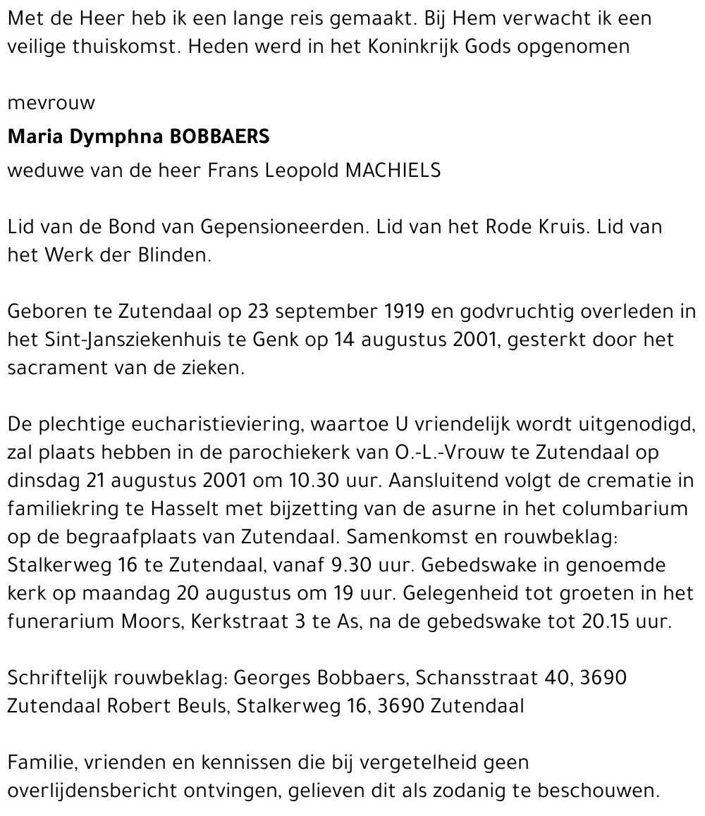 Maria Dymphna Bobbaers