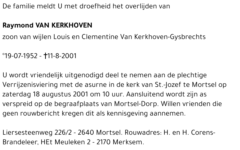 Raymond VANKERKHOVEN