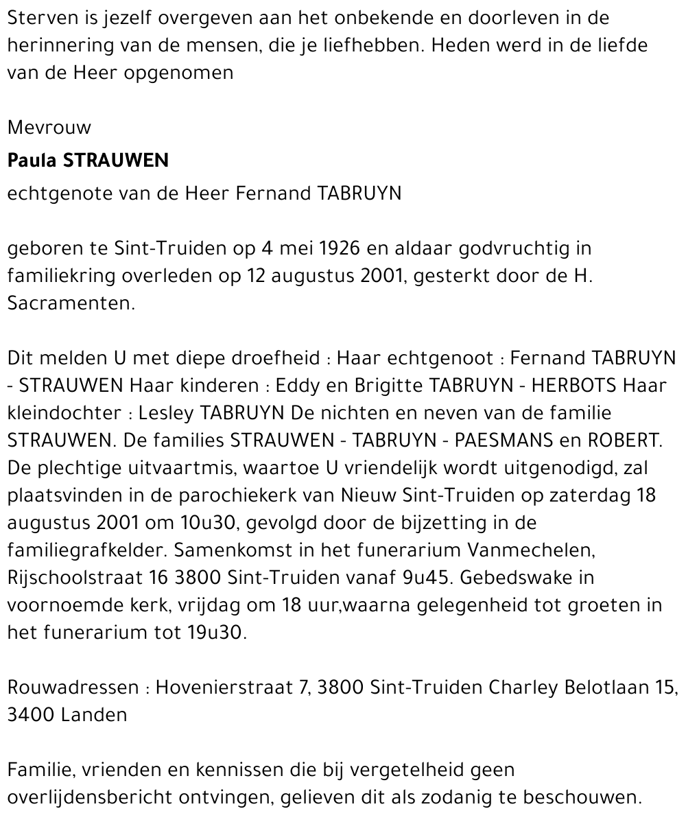 Strauwen Paula Yvonne