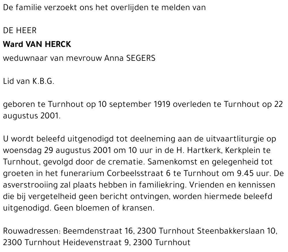 WARD VAN HERCK