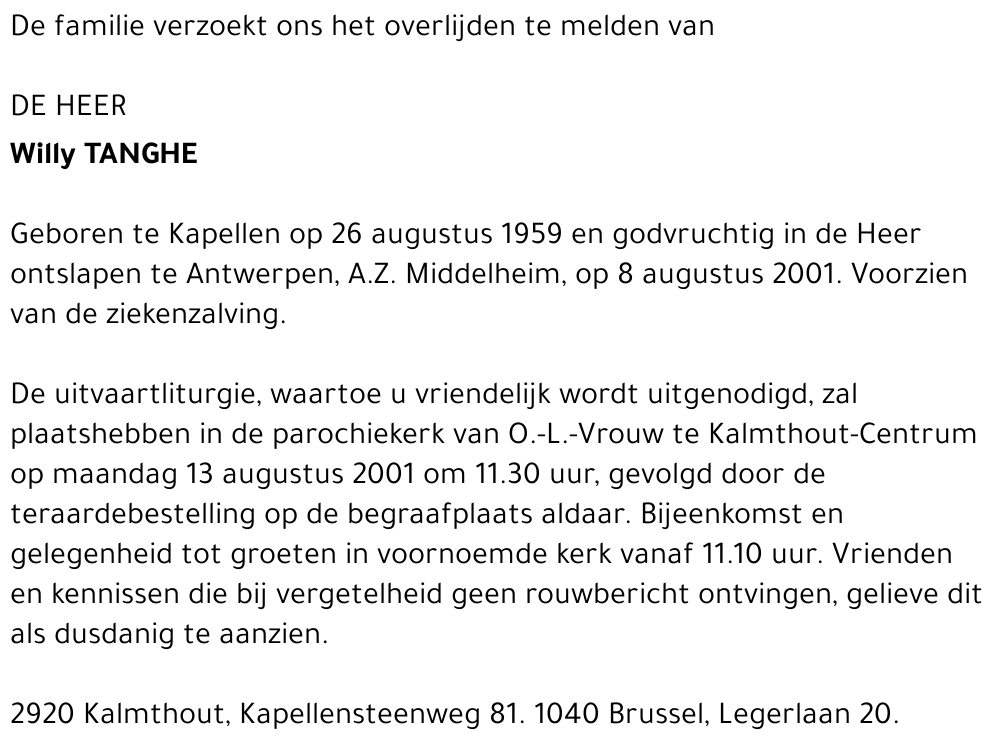 WILLY TANGHE