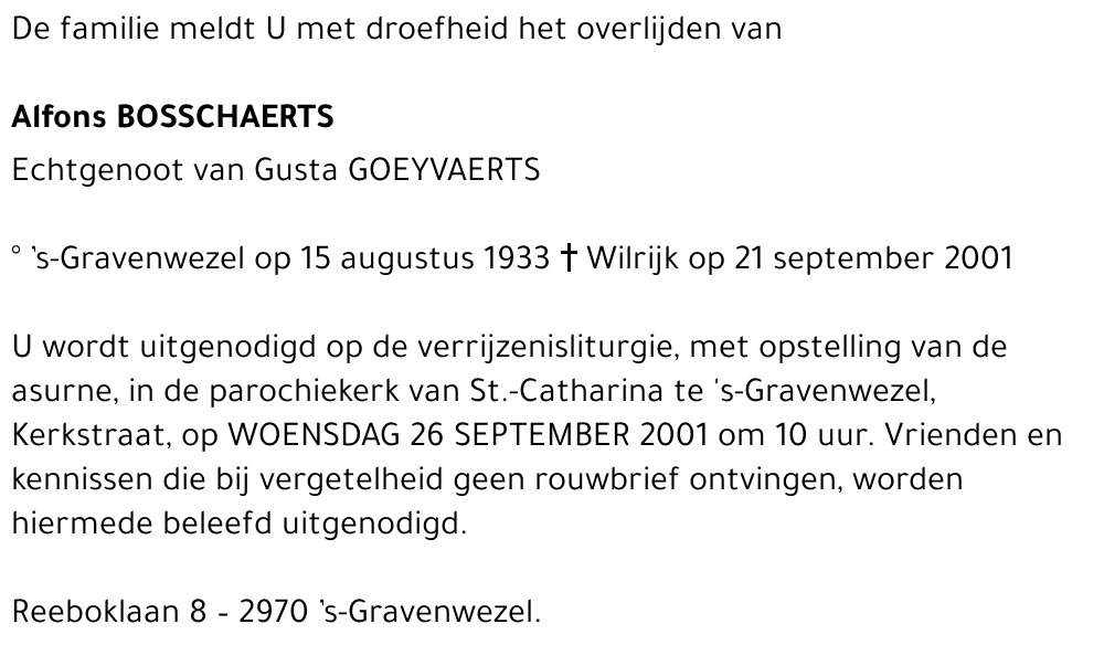 Alfons BOSSCHAERTS