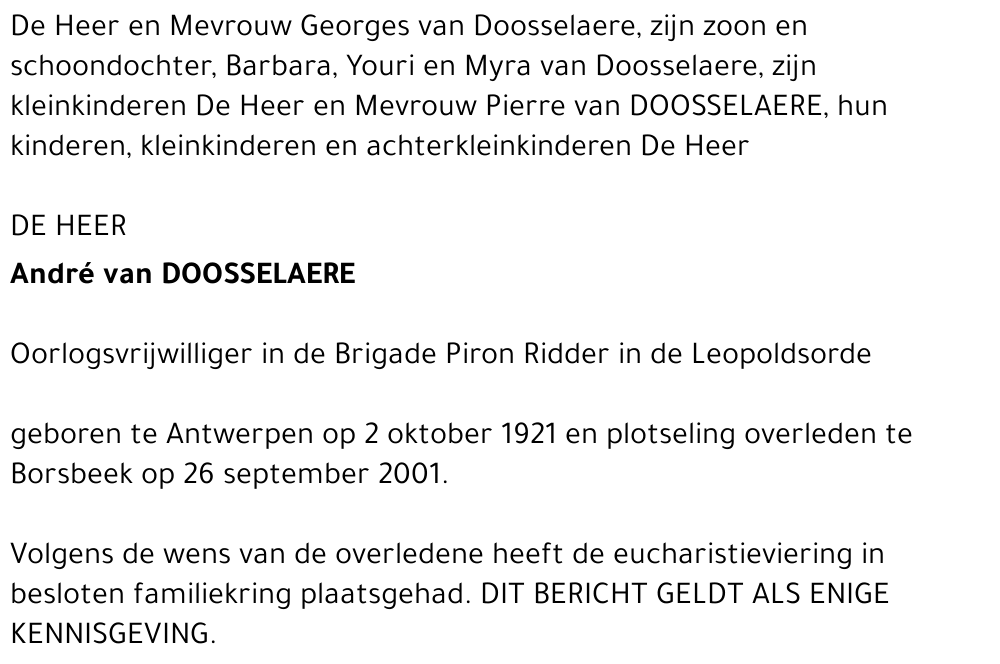 ANDRE VAN DOOSSELAERE