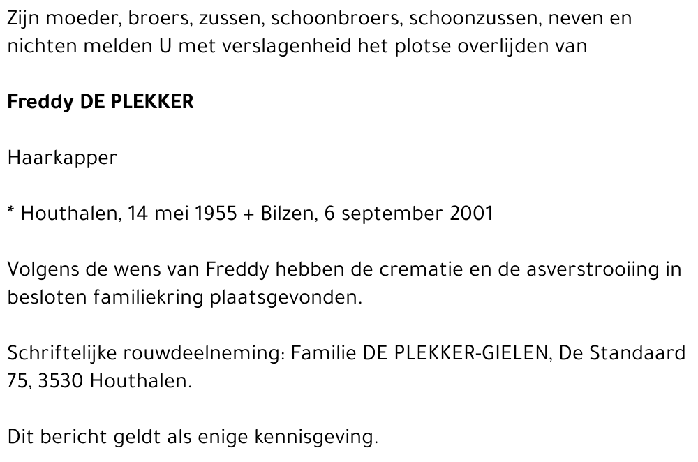 Freddy DE PLEKKER