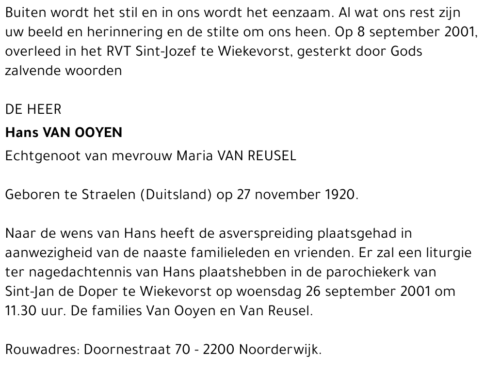 HANS VAN OOYEN