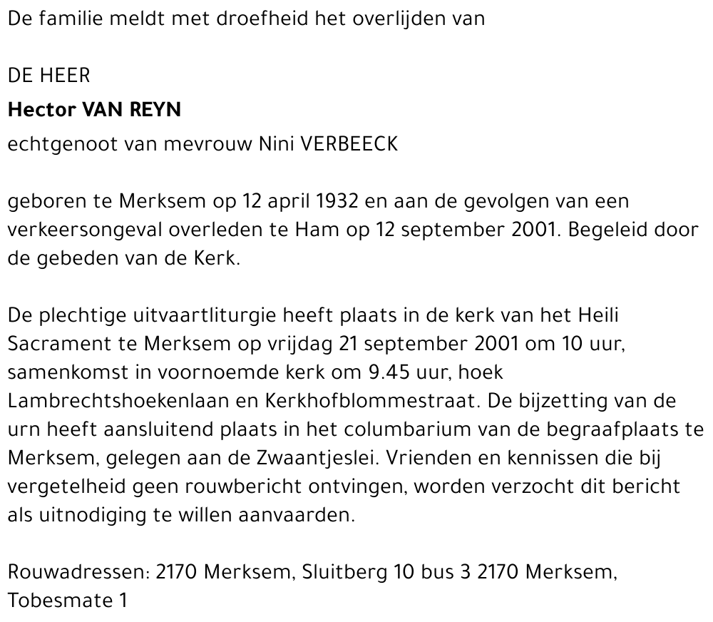 HECTOR VAN REYN