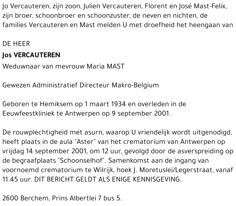 Jos VERCAUTEREN