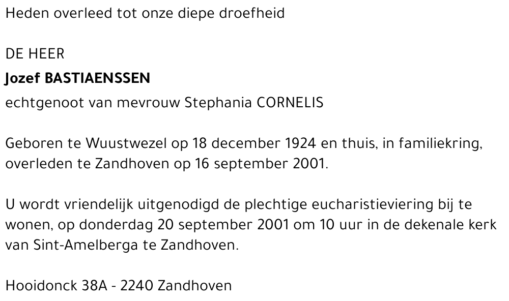 JOZEF BASTIAENSSEN