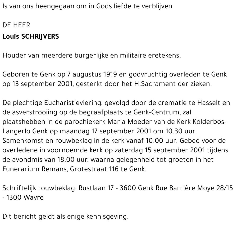 Louis SCHRIJVERS