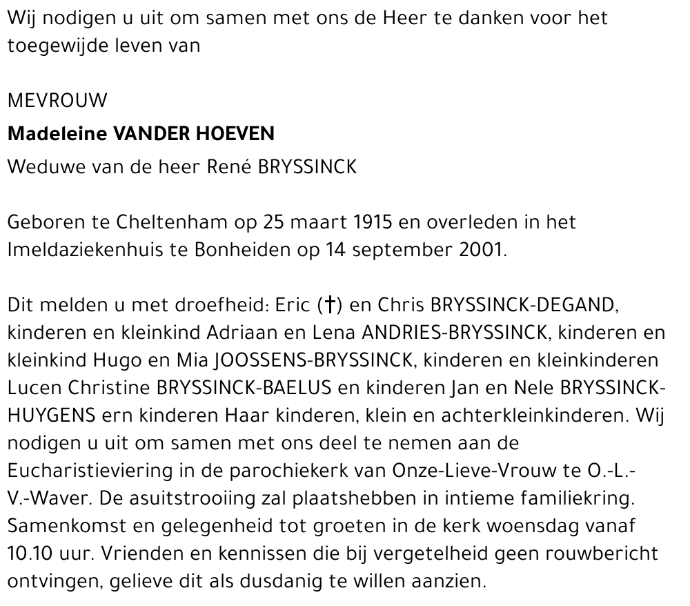 Madeleine VANDER HOEVEN