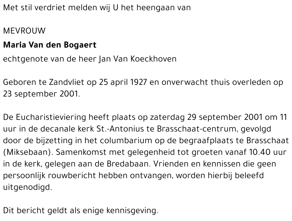 Maria Van Den Bogaert