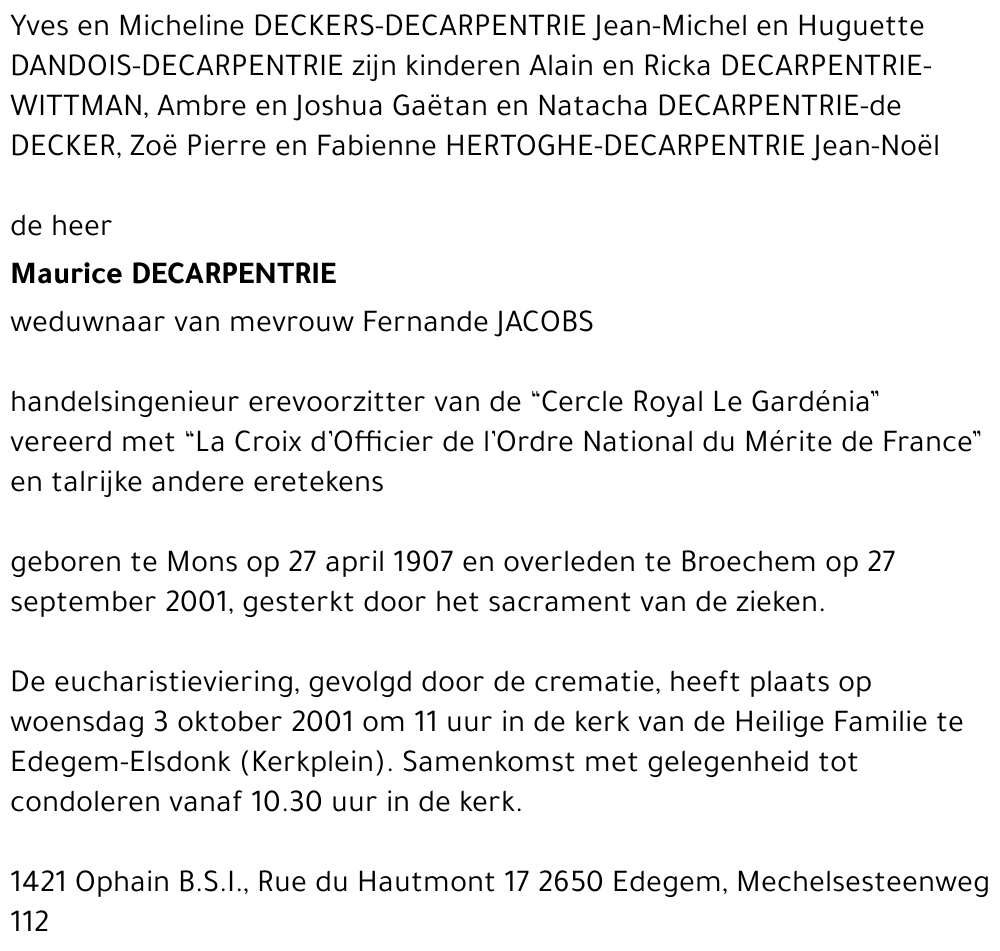 Maurice DECARPENTRIE