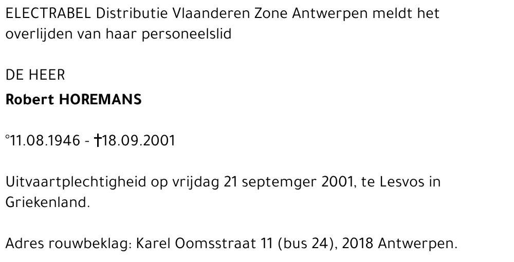 ROBERT HOREMANS