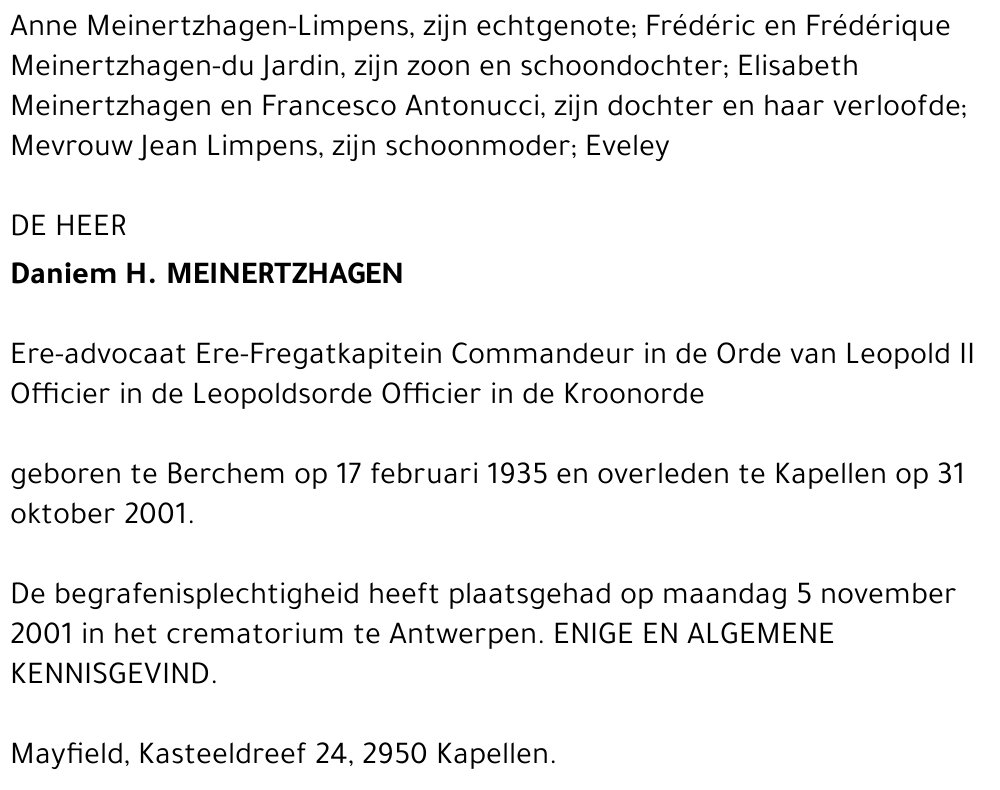 Daniel H. MEINERTZHAGEN