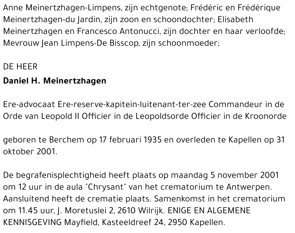 Daniel H. MEINERTZHAGEN