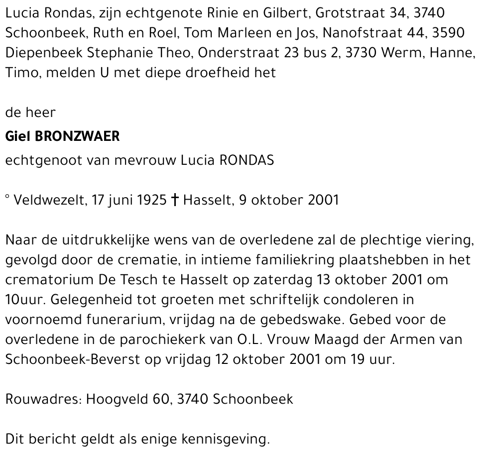 Egidius (Giel) BRONZWAER