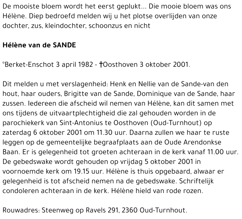 HÉLÈNE VAN DE SANDE