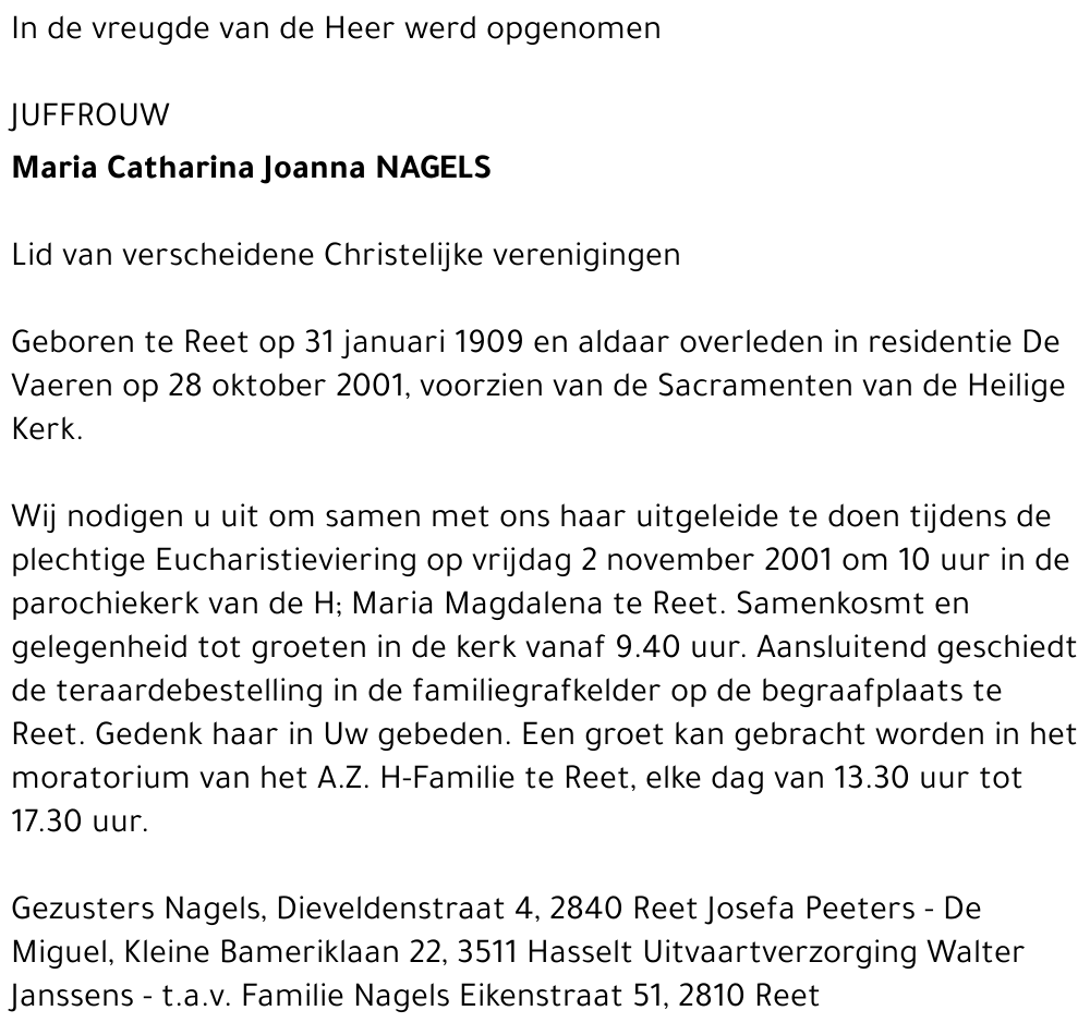 Maria Catharina Joanna Nagels