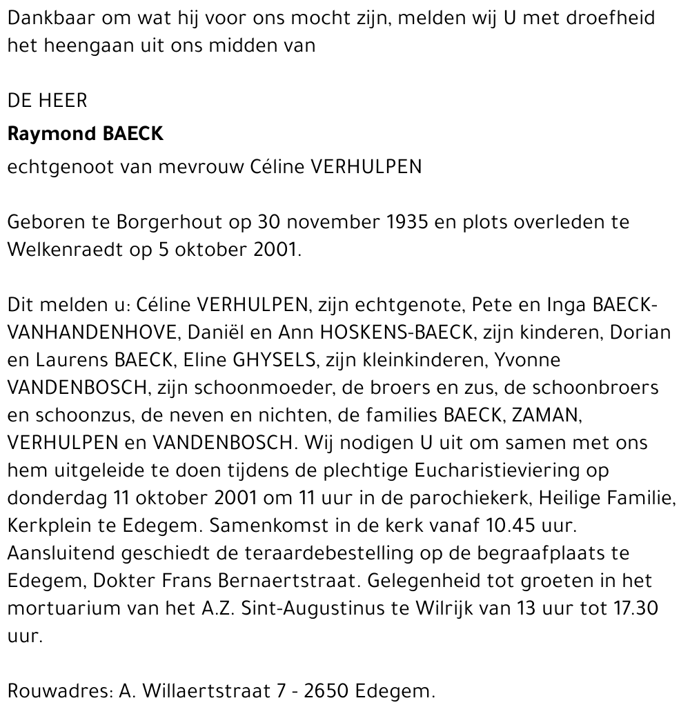 RAYMOND BAECK