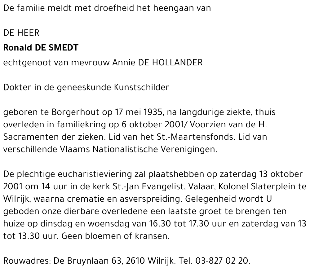 RONALD DE SMEDT