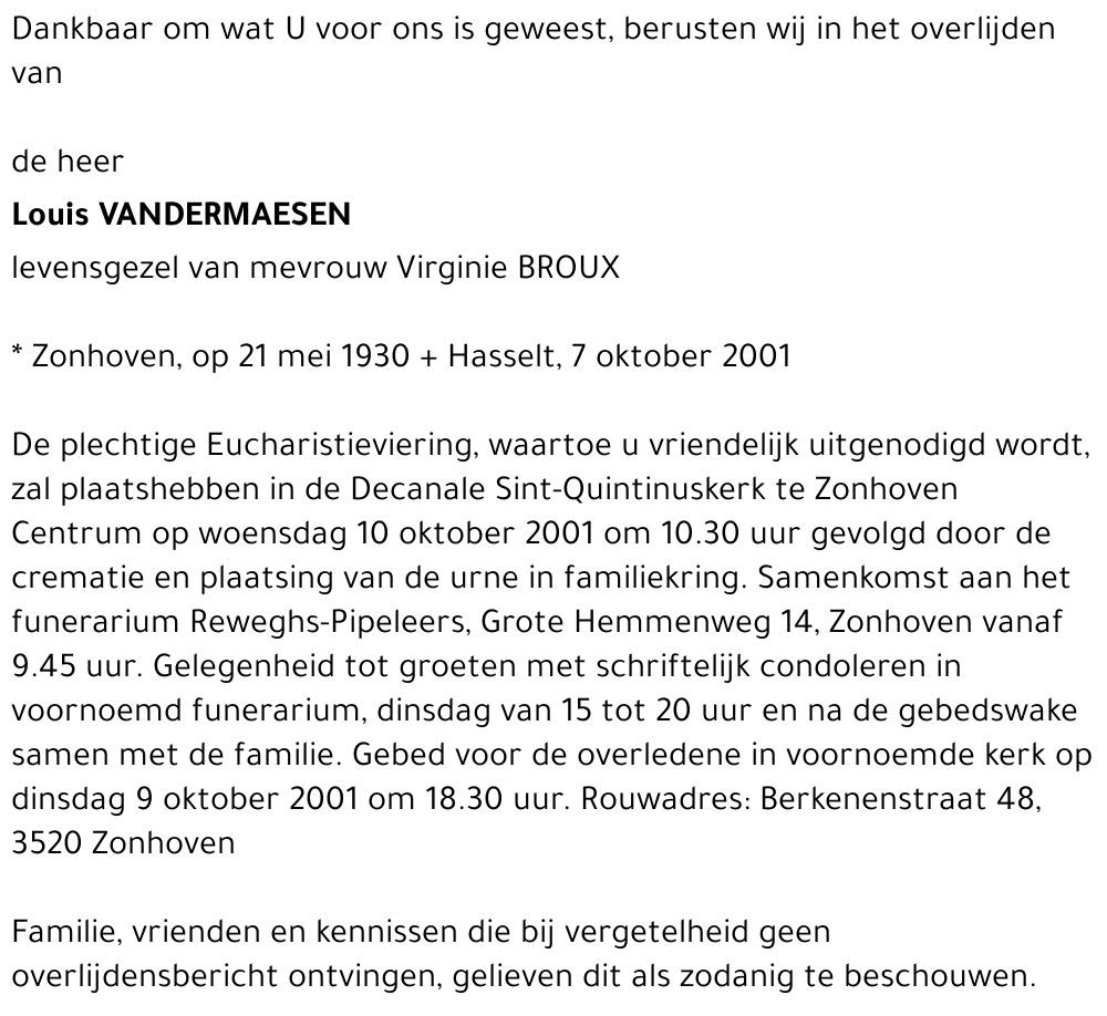 VANDERMAESEN Louis