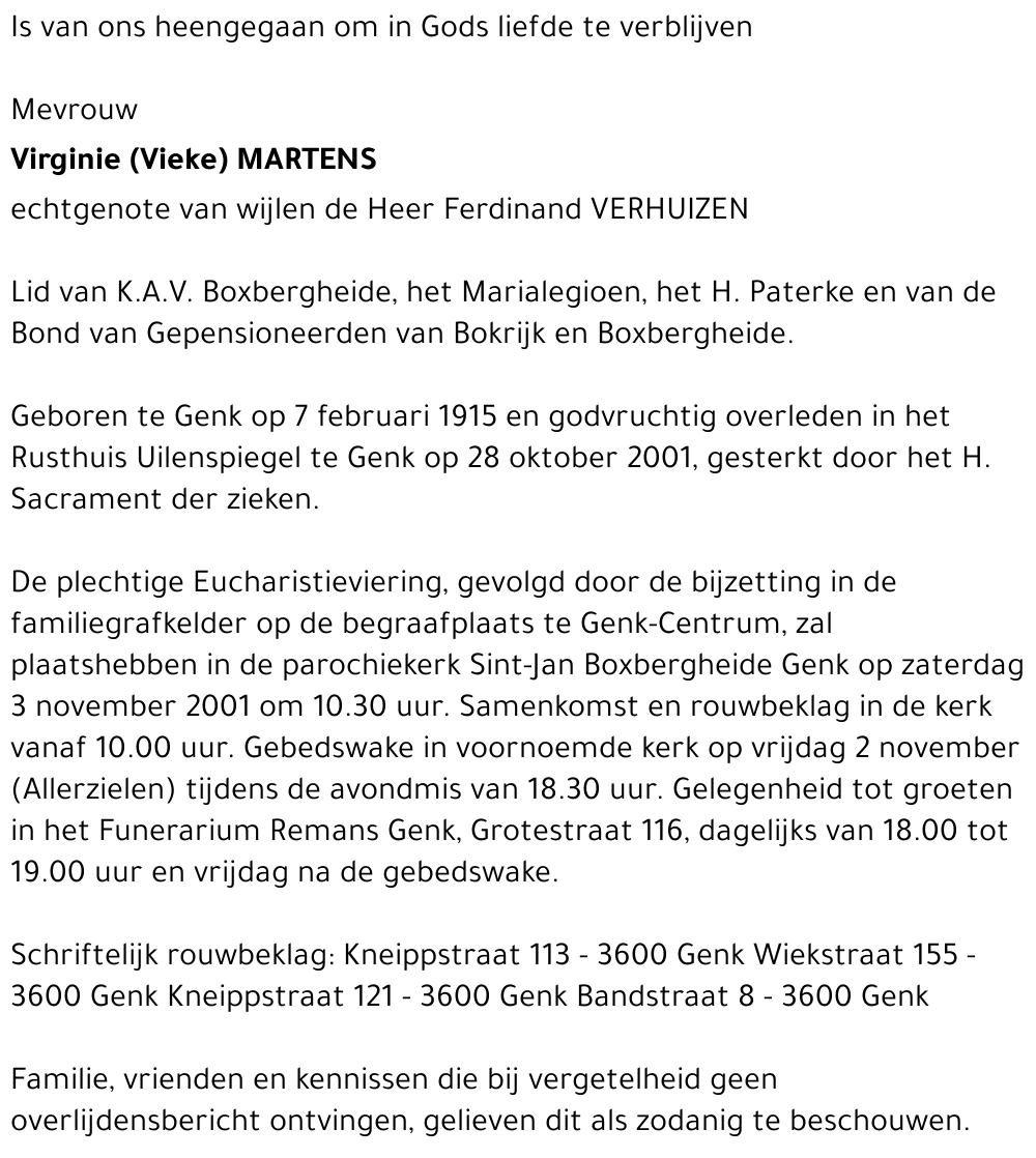 Virginie (Vieke) MARTENS