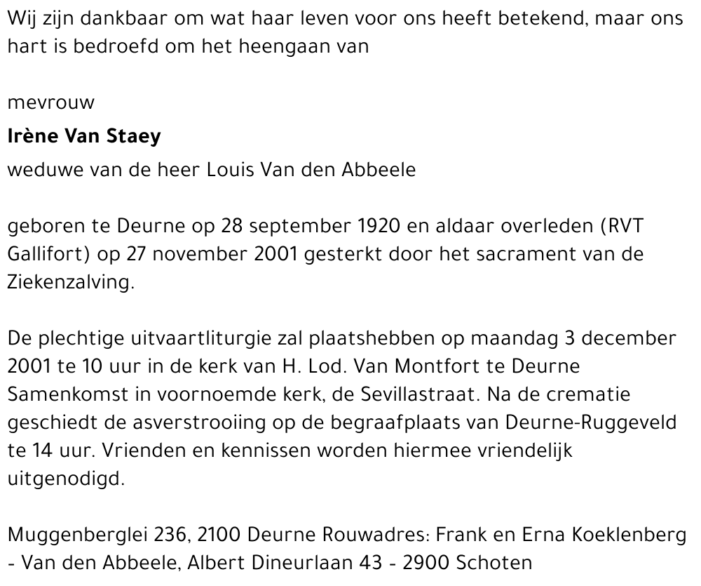 Irène Van Staey