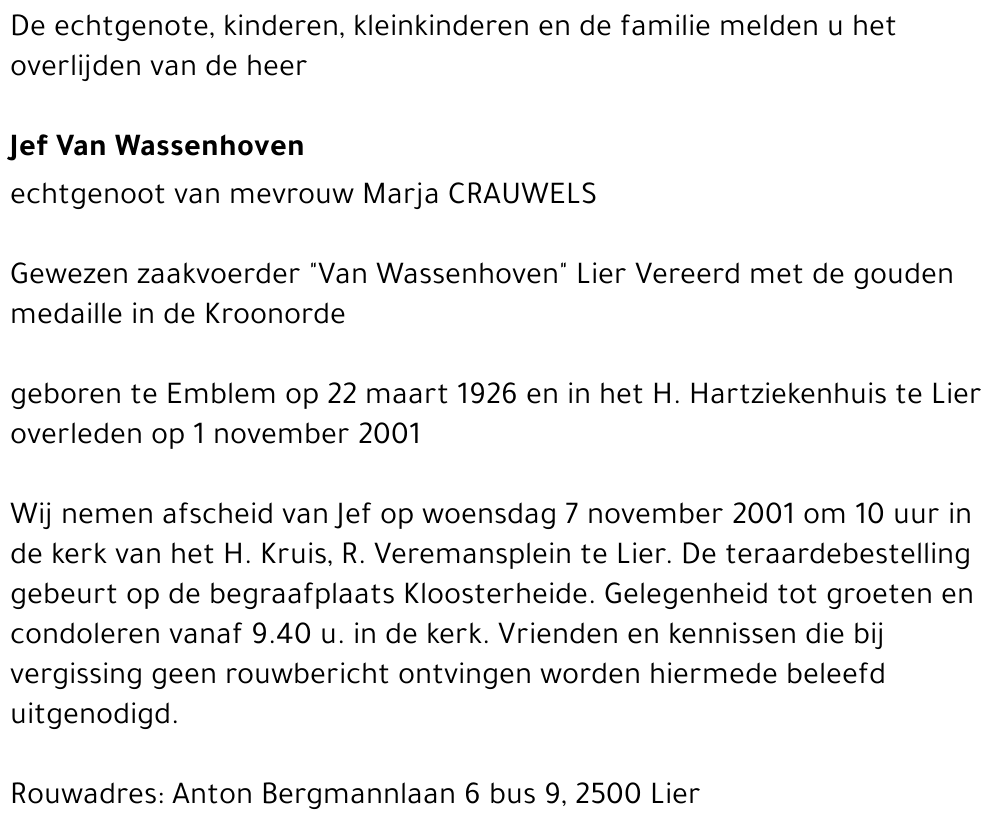 Jef Van Wassenhoven