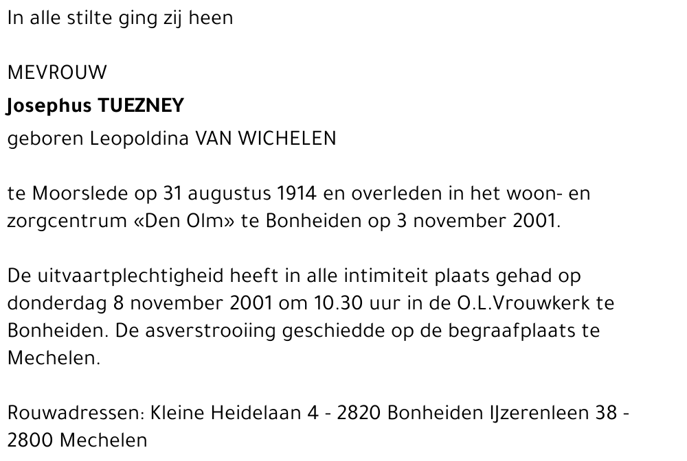 LEOPOLDINA VAN WICHELEN