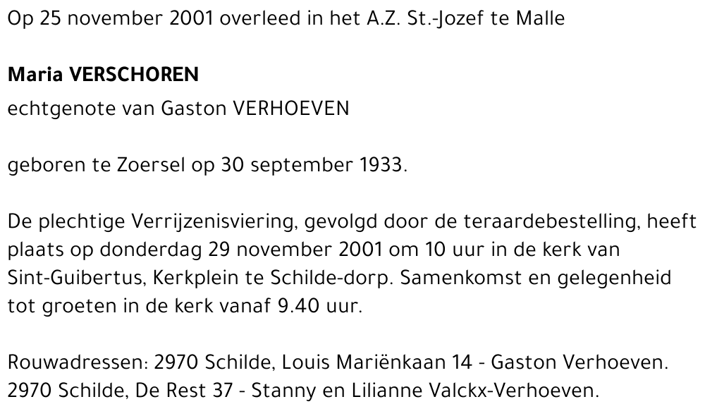 Maria VERSCHOREN