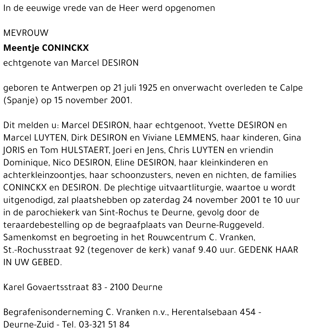 MEENTJE CONINCKX