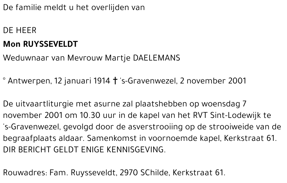 Mon RUYSSEVELDT