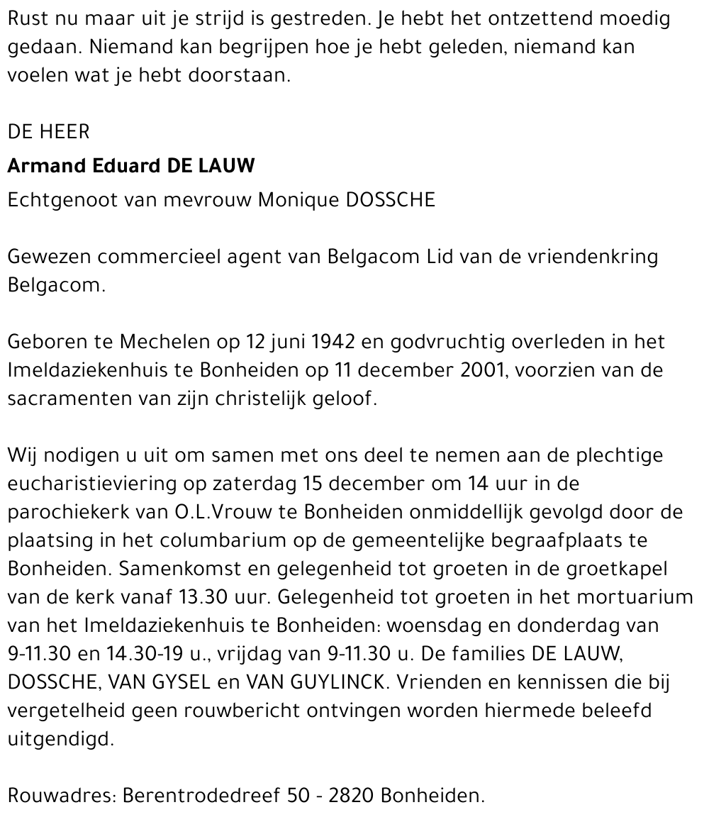 ARMAND EDUARD DE LAUW