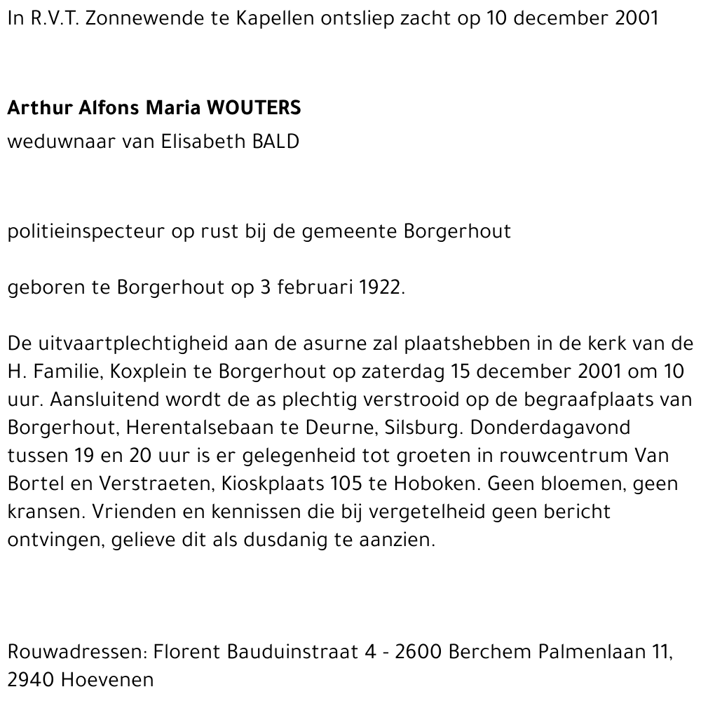 ARTHUR ALFONS MARIA WOUTERS