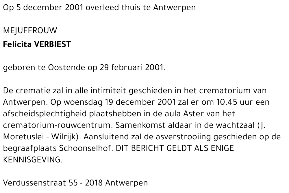 FELICITA VERBIEST