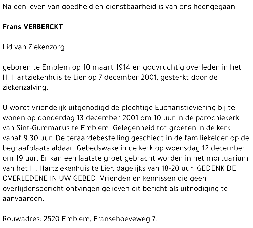 FRANS VERBERCKT