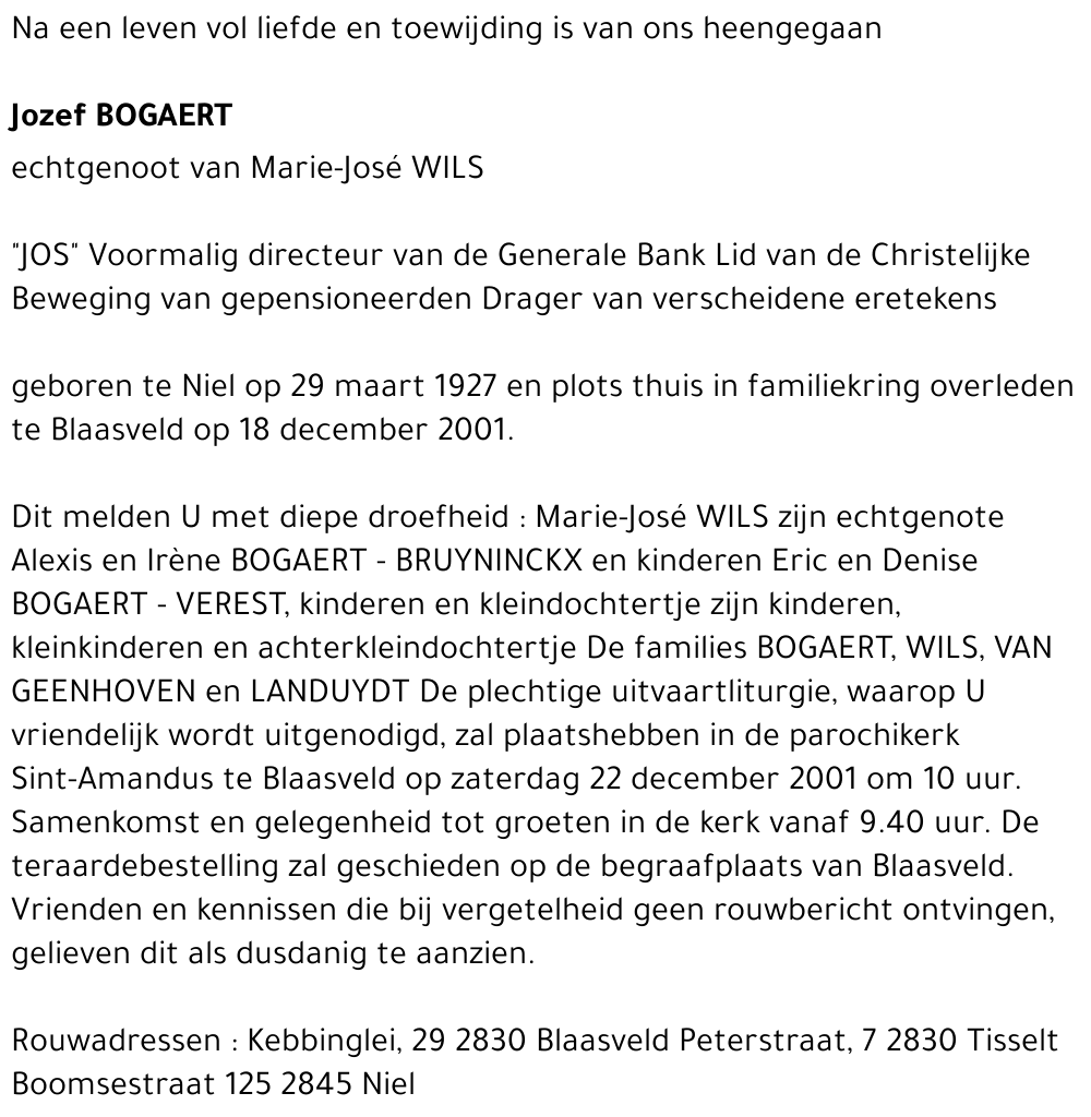 JOZEF BOGAERT