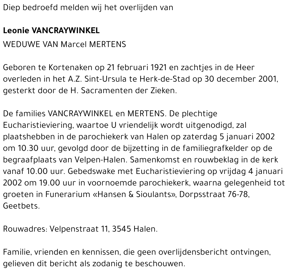 Leonie Vancraywinkel