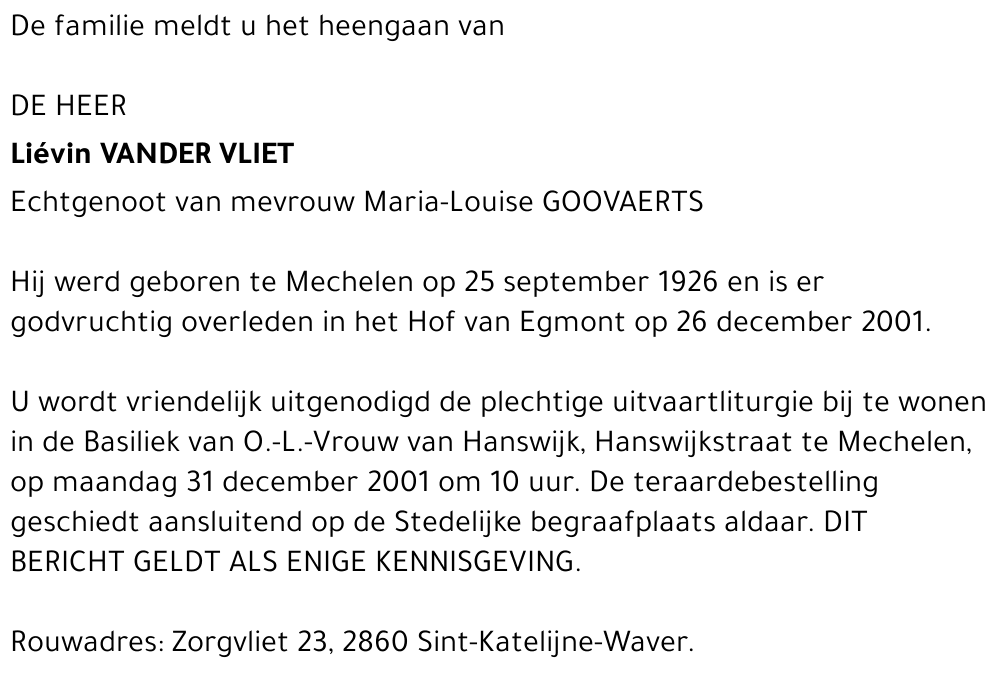 LIÉVIN VANDER VLIET