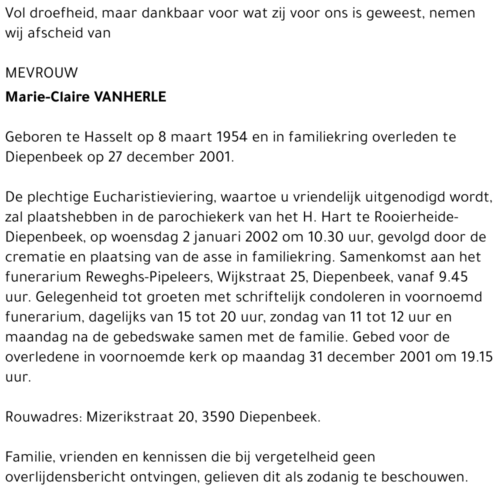 Marie-Claire VANHERLE