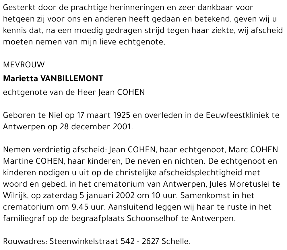 MARIETTA VANBILLEMONT