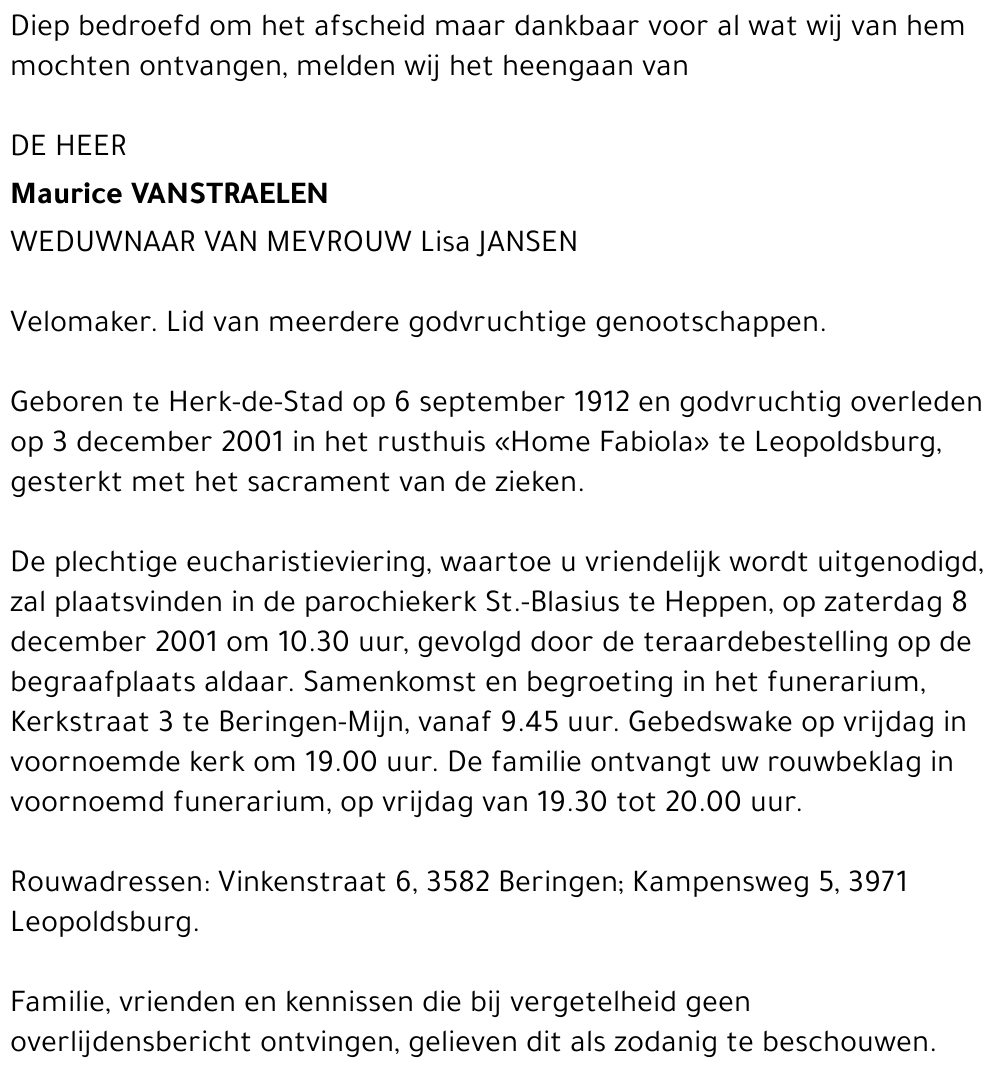Maurice VANSTRAELEN