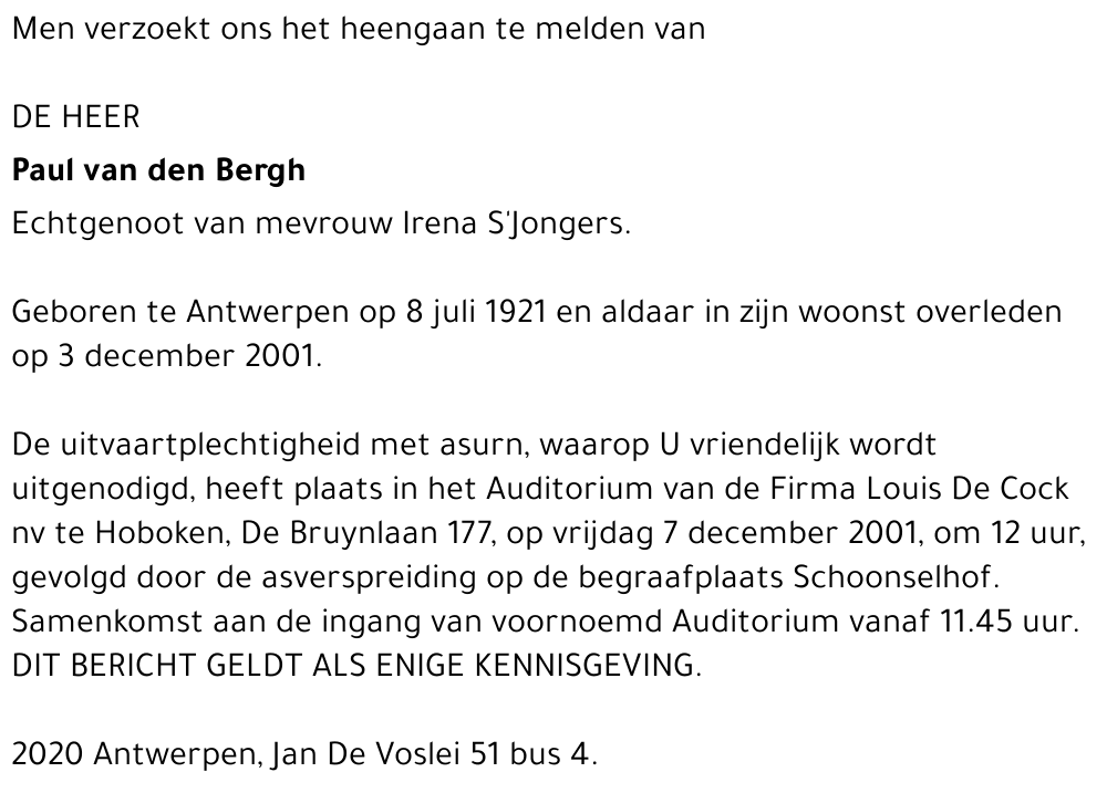 PAUL VAN DEN BERGH