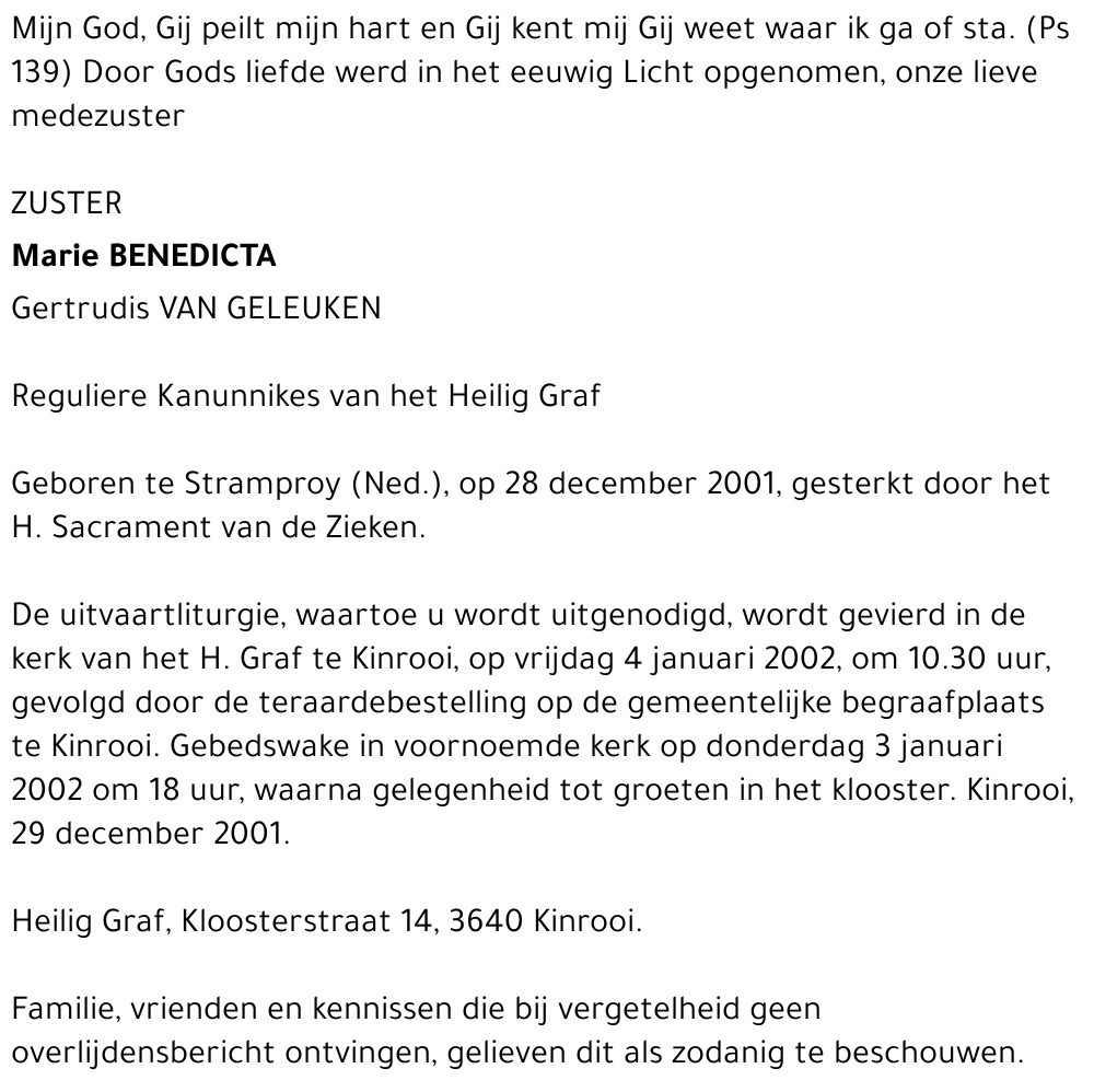 Zuster Marie Van Geleuken