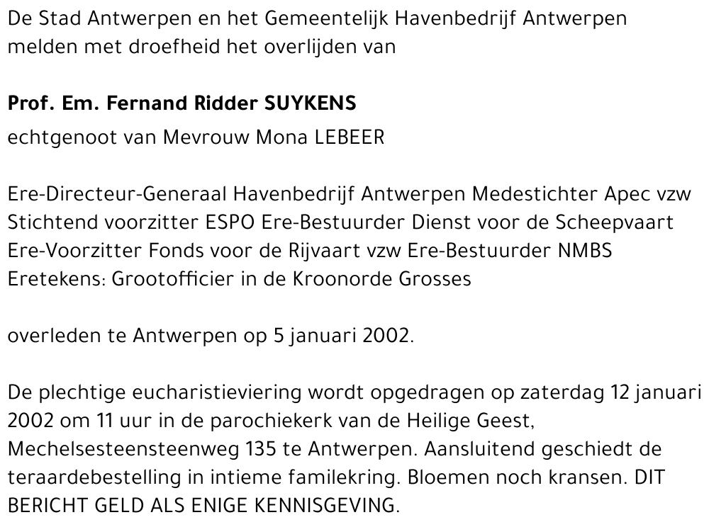 FERNAND RIDDER SUYKENS
