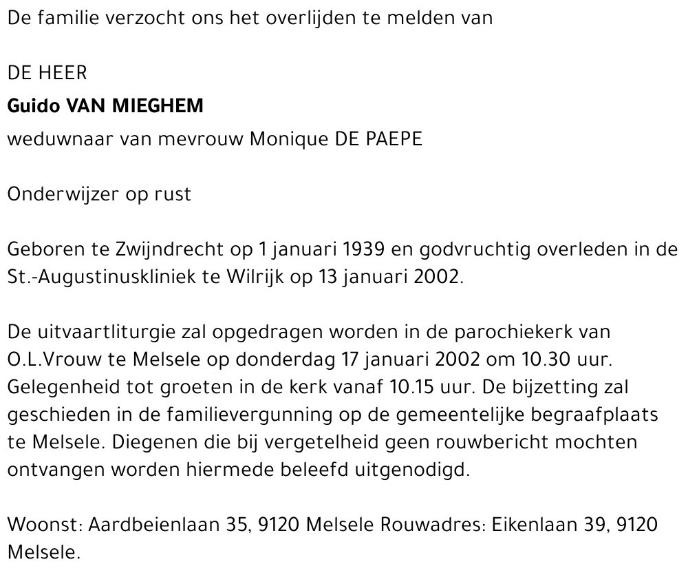 GUIDO VAN MIEGHEM