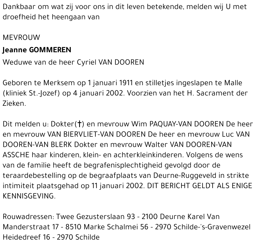 JEANNE GOMMEREN