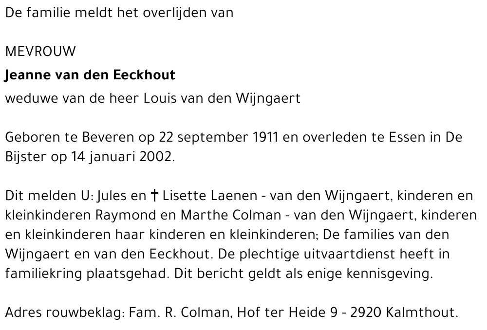 Jeanne van den Eeckhout