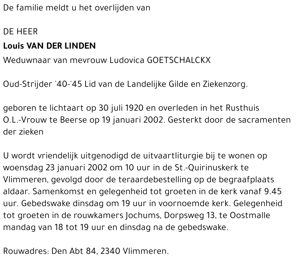 Louis VAN DER LINDEN