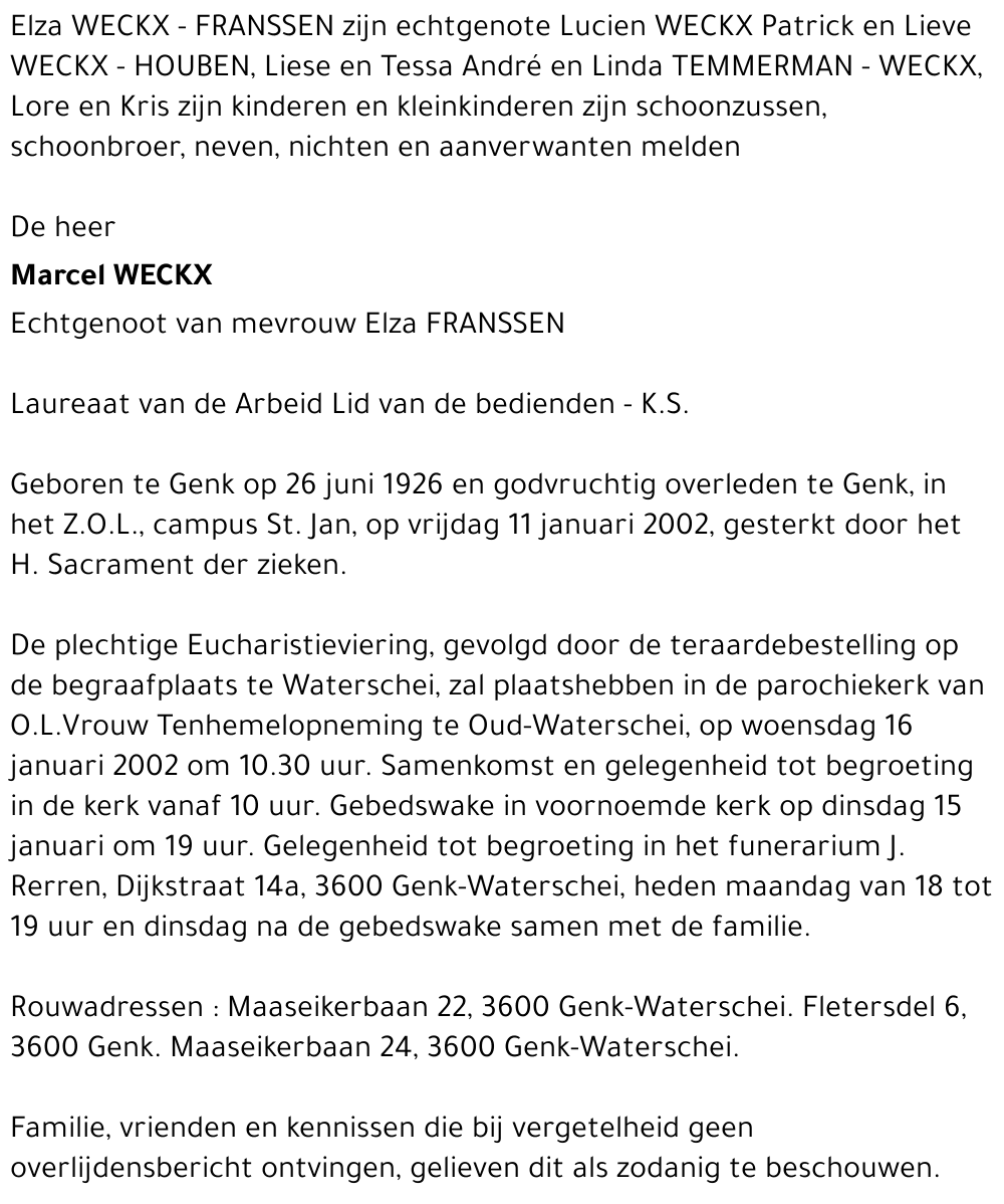 Marcel WECKX